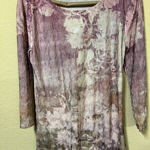 Coldwater Creek Pink and Brown Floral Blouse